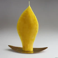 Engelkerze naturgelb mit Kupfer-Halter