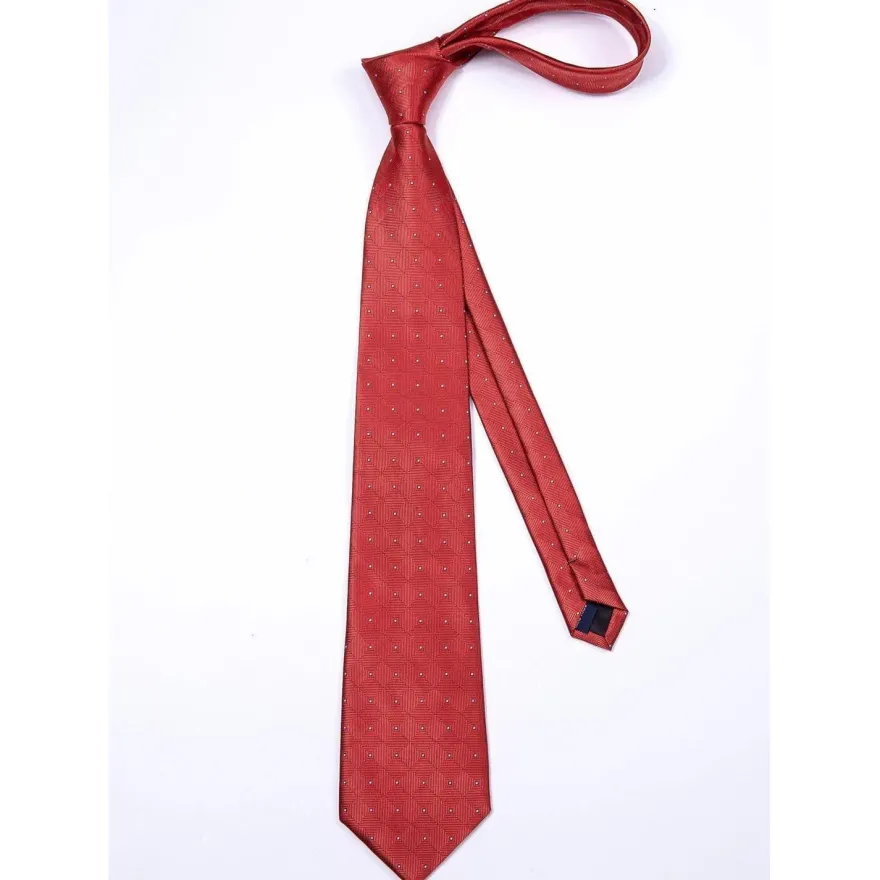 Enlision Herren Krawatte mit Einstecktuch Set - Kariert, Rot, Formell & Business