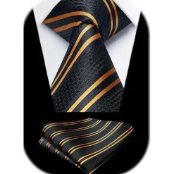 Enlision Herren Krawatte mit Einstecktuch Set - Kariert/Gestreift für Business