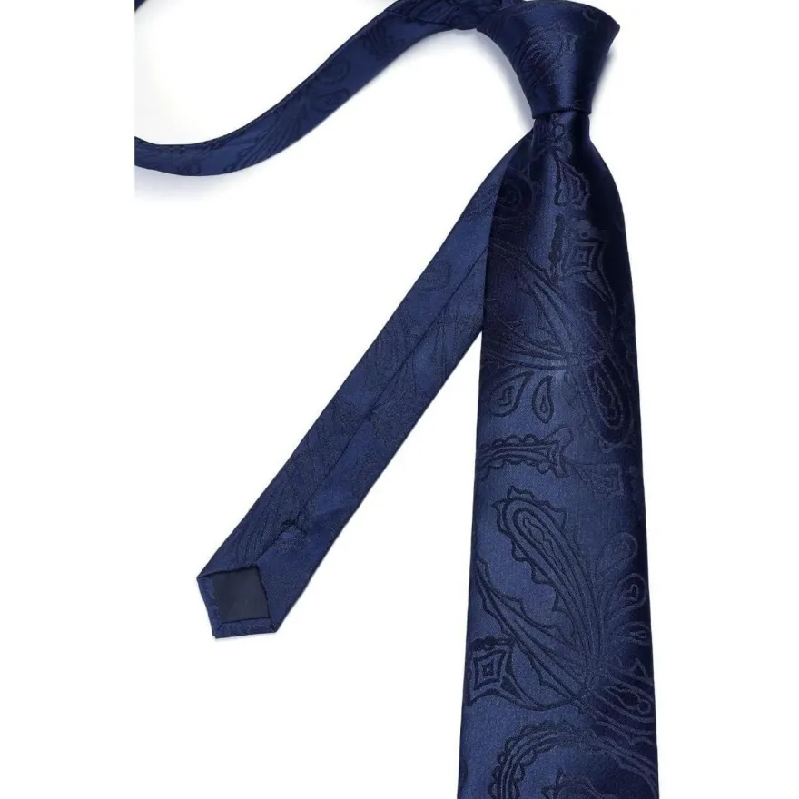 Enlision Herren Krawatten Set: Paisley Krawatte, Einstecktuch