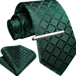 Enlision Herren Krawatten- und Einstecktuch-Set mit Krawattennadel