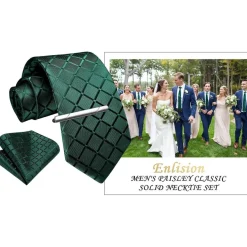 Enlision Herren Krawatten- und Einstecktuch-Set mit Krawattennadel