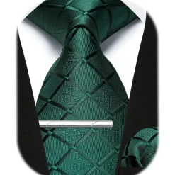 Enlision Herren Krawatten- und Einstecktuch-Set mit Krawattennadel