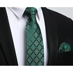 Enlision Herren Krawatten- und Einstecktuch-Set mit Krawattennadel