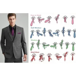 Enlision Herren Krawatten- und Einstecktuch-Set mit Krawattennadel