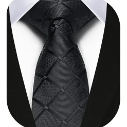 Enlision Schmale Herren Krawatte 6cm Kariert Schwarz