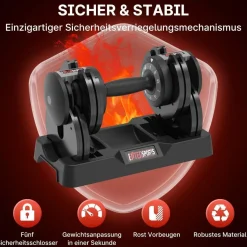 EnterSports Verstellbare Hantel 12kg - Platzsparend & Sicher für Ihr Training