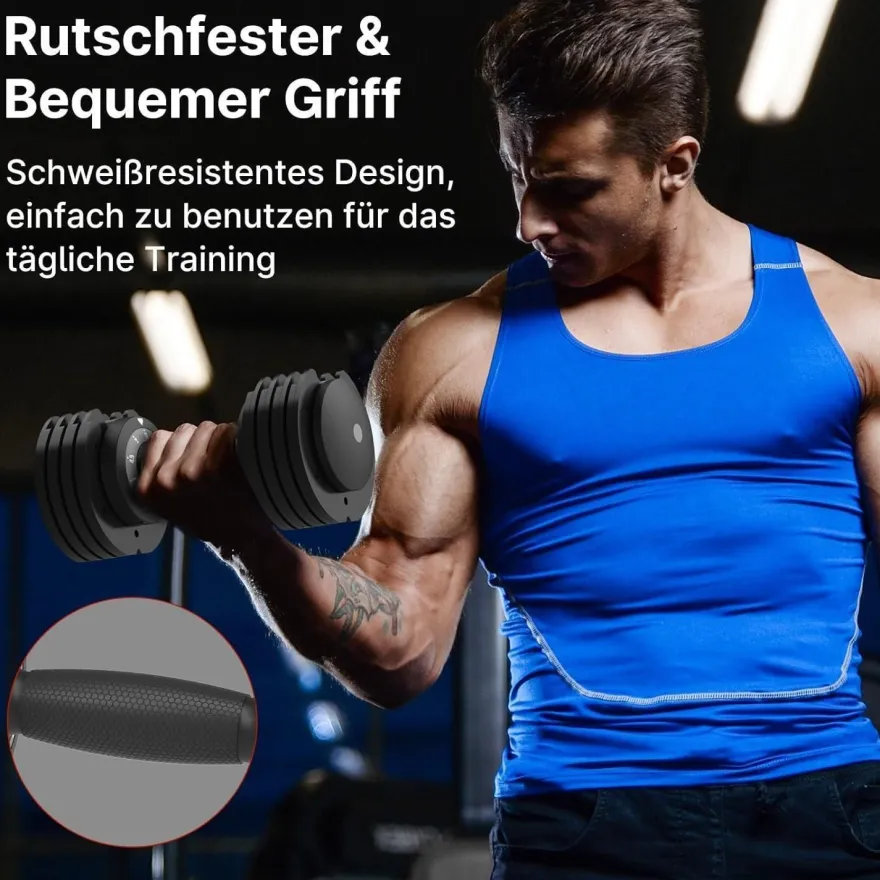 EnterSports Verstellbare Hantel 12kg - Platzsparend & Sicher für Ihr Training