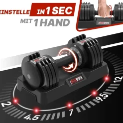 EnterSports Verstellbare Hantel 12kg - Platzsparend & Sicher für Ihr Training
