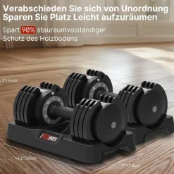 EnterSports Verstellbare Hantel 12kg - Platzsparend & Sicher für Ihr Training