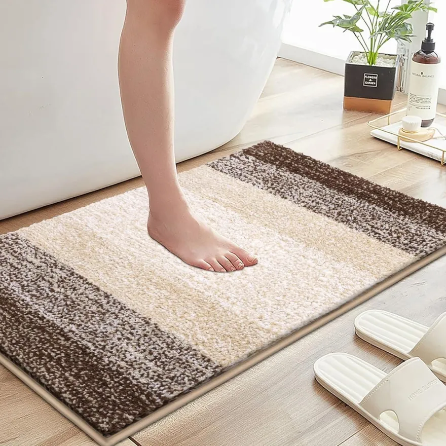Enyhom Super Weich Badematte Kaffee 60 x 90 cm Mikrofaser Hochflor rutschfest