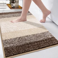 Enyhom Super Weich Badematte Kaffee 60 x 90 cm Mikrofaser Hochflor rutschfest