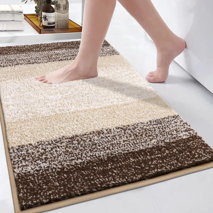 Enyhom Super Weich Badematte Kaffee 60 x 90 cm Mikrofaser Hochflor rutschfest
