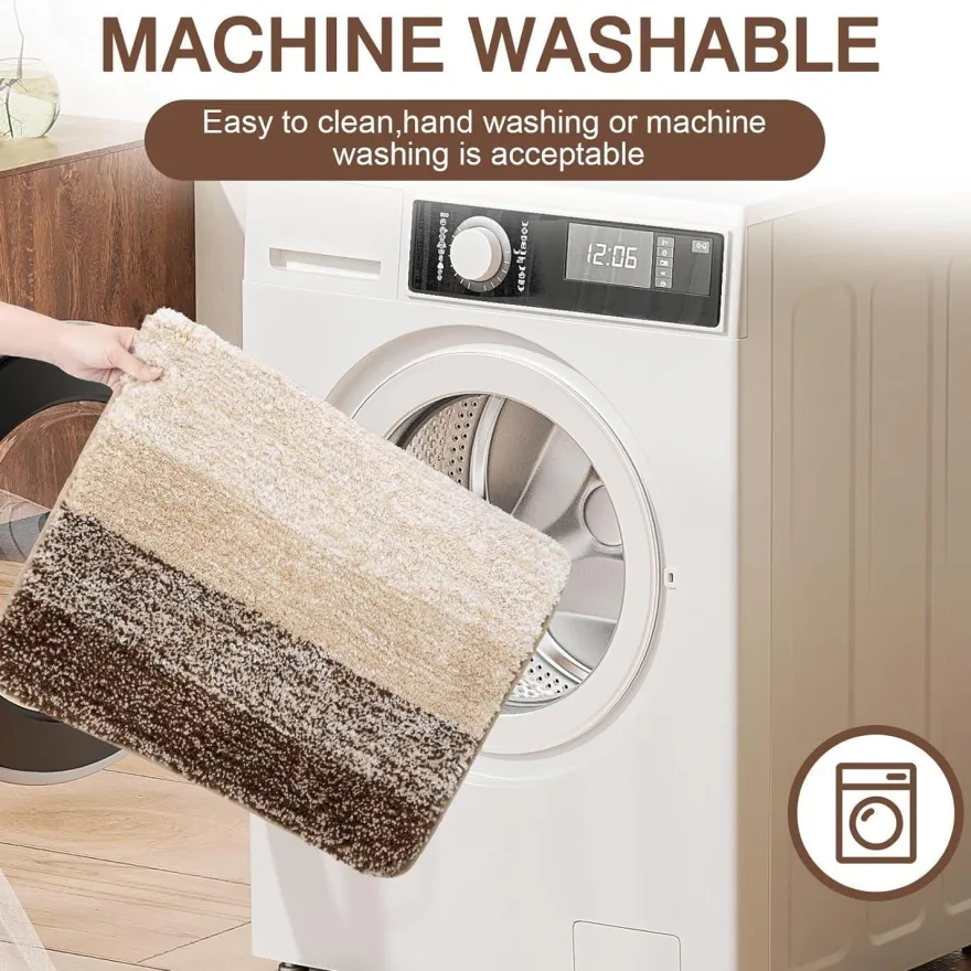 Enyhom Super Weich Badematte Kaffee 60 x 90 cm Mikrofaser Hochflor rutschfest