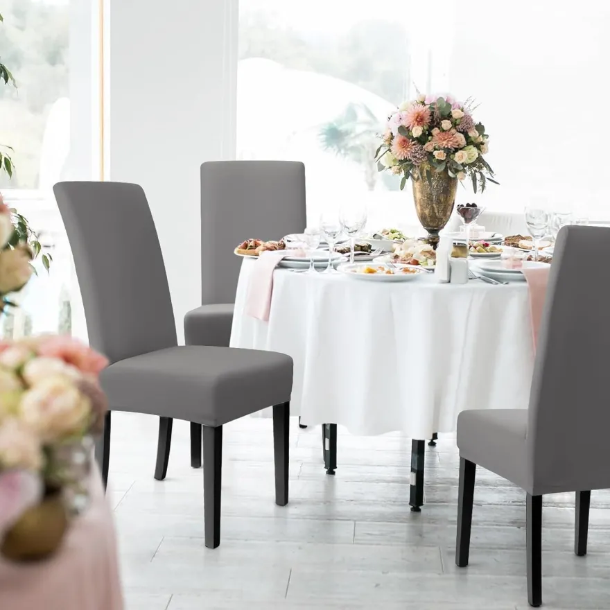 Eozakavod Stuhlhussen 4er Set Grau - Moderne Stretch Stuhlbezüge für Esszimmer