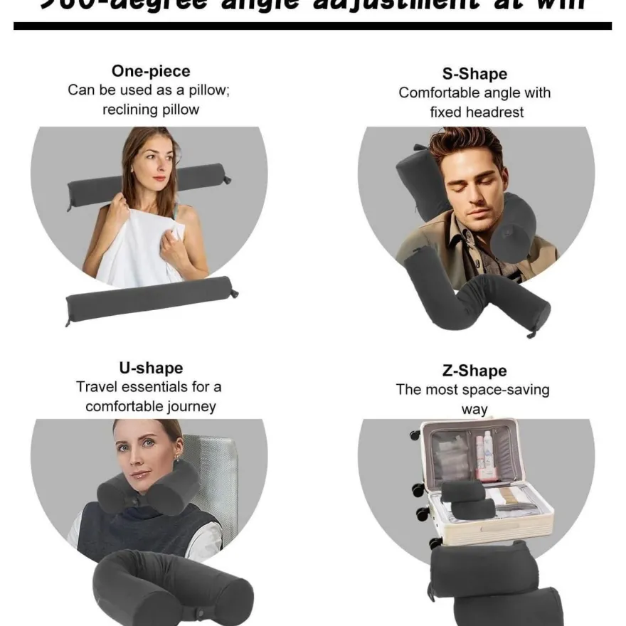 Eproicks Flexibles Nackenkissen für Reisen, Auto, Zug, Büro - Grau, Waschbar