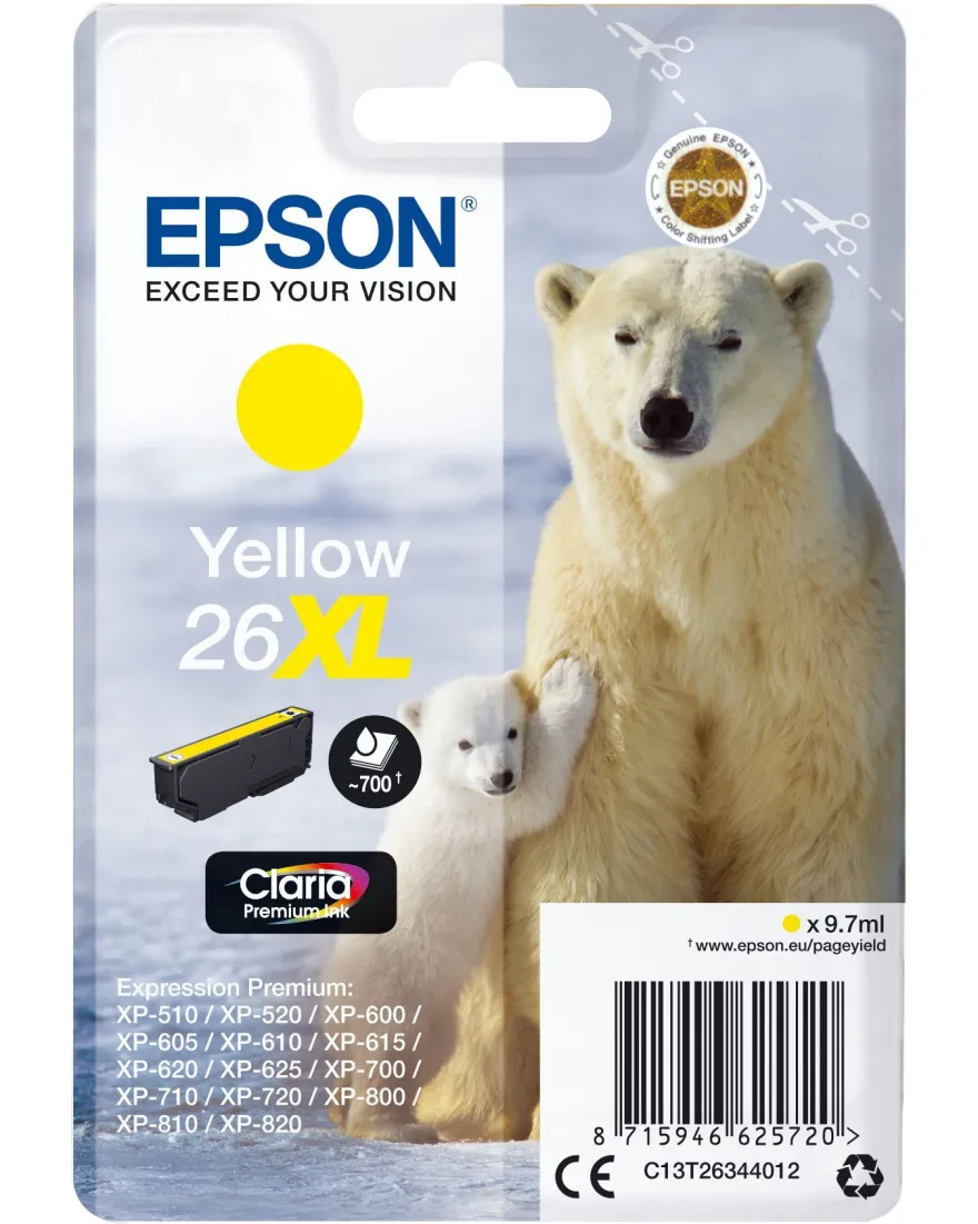 Epson Tintenpatrone 26XL T2634 Claria Gelb (9,7 ml)