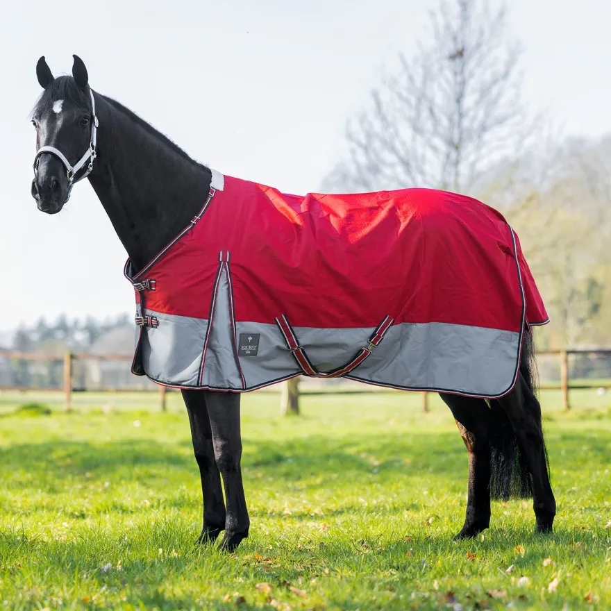 EQuest Outdoordecke Rainmaster 0g, Regendecke für Pferde, Rot/Grau