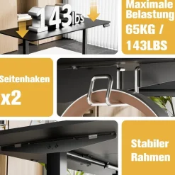 Ergomaker Höhenverstellbarer Schreibtisch 160x70cm, Elektrisch mit