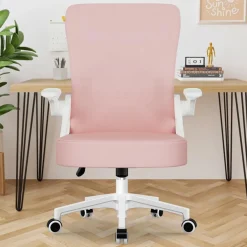 Ergonomischer Bürostuhl, Rosa, Lendenstütze, Armlehnen, Höhenverstellbar