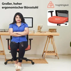Ergonomischer Bürostuhl, Schreibtischstuhl mit hoher Rückenlehne, Lendenstütze