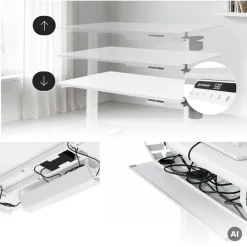 Ergonomischer, höhenverstellbarer Schreibtisch, weiß: 120 x 60 cm: ARIA