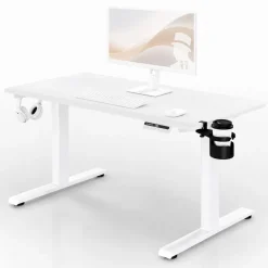 Ergonomischer, höhenverstellbarer Schreibtisch, weiß: 120 x 60 cm: ARIA
