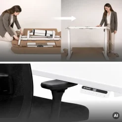 Ergonomischer, höhenverstellbarer Schreibtisch, weiß: 120 x 60 cm: ARIA
