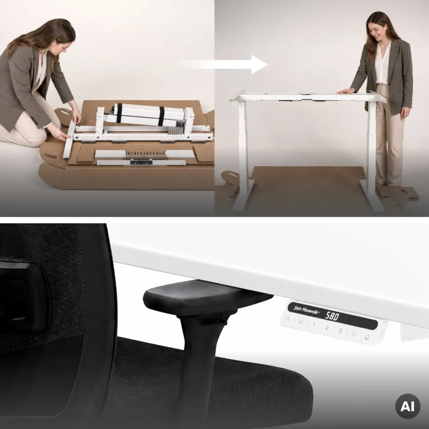 Ergonomischer, höhenverstellbarer Schreibtisch, weiß: 120 x 60 cm: ARIA