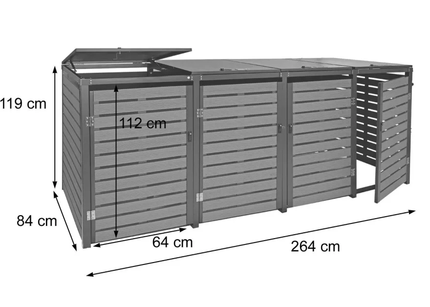 4er Mülltonnenverkleidung HWC-K14, Mülltonnenbox, 130kg WPC
