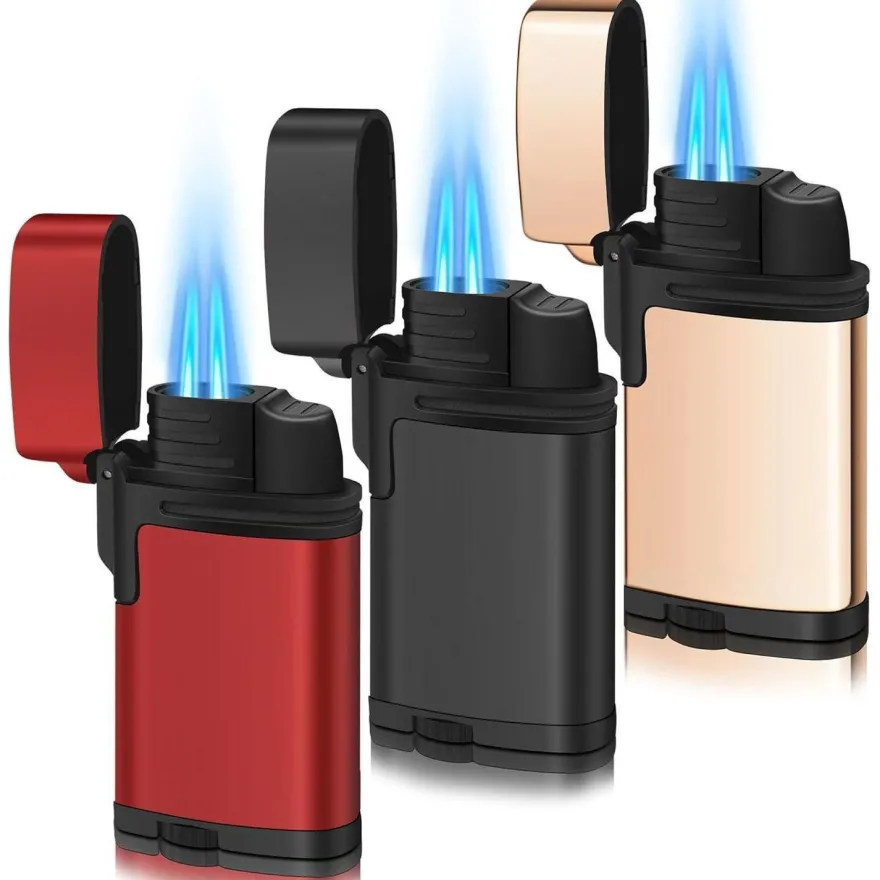 3er Pack WANBRO Jetflame Sturmfeuerzeug Mini Metall Feuerzeug Winddicht