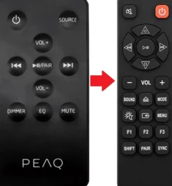 Ersastz Fernbedienung für OCS100BT-B / PEAQ PSB100BT-B