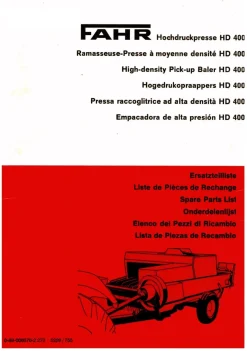 Ersatzteilliste für die Fahr Hochdruckpresse HD 400
