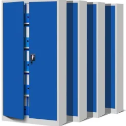 4er Set Aktenschrank Metallschrank Büroschrank 185 cm x 90 cm x 40 cm Grau/Blau