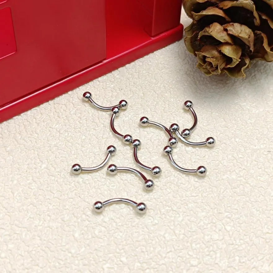 10er Set Curved Barbell Piercing Edelstahl 16G 10mm Augenbrauen Lippen Helix