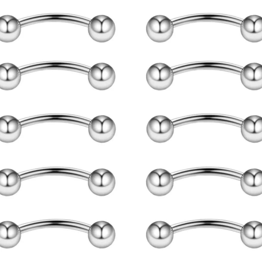 10er Set Curved Barbell Piercing Edelstahl 16G 10mm Augenbrauen Lippen Helix