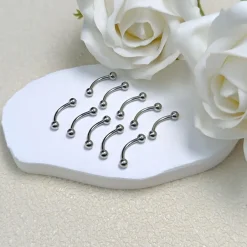 10er Set Curved Barbell Piercing Edelstahl 16G 10mm Augenbrauen Lippen Helix