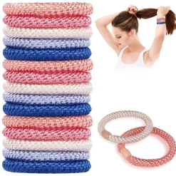 15er Set Elastische Haargummis Zopfgummis Damen Mädchen Haarbänder Blau