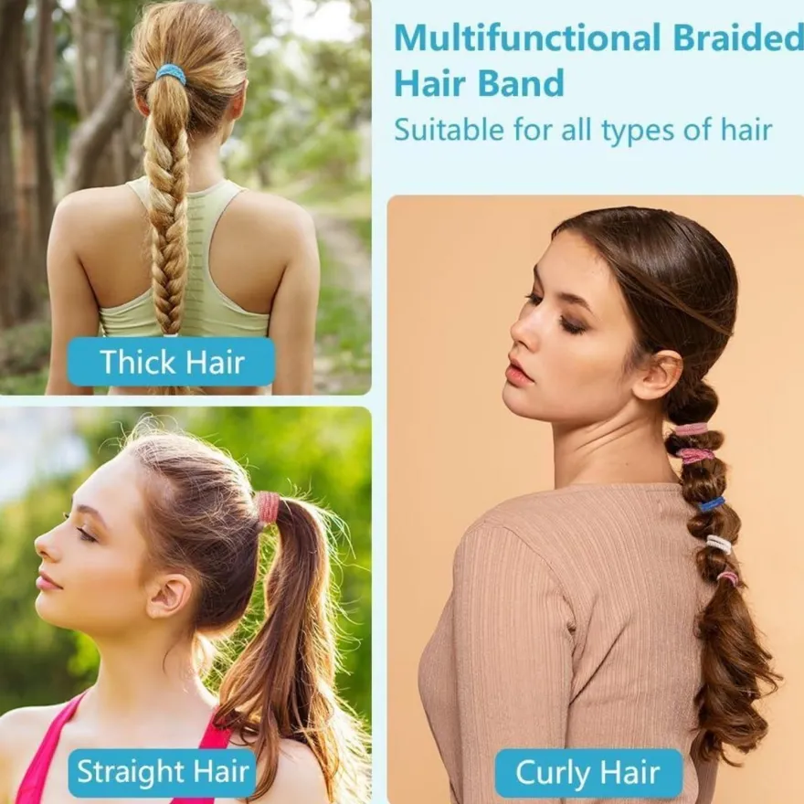 15er Set Elastische Haargummis Zopfgummis Damen Mädchen Haarbänder Blau