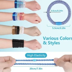 15er Set Elastische Haargummis Zopfgummis Damen Mädchen Haarbänder Blau