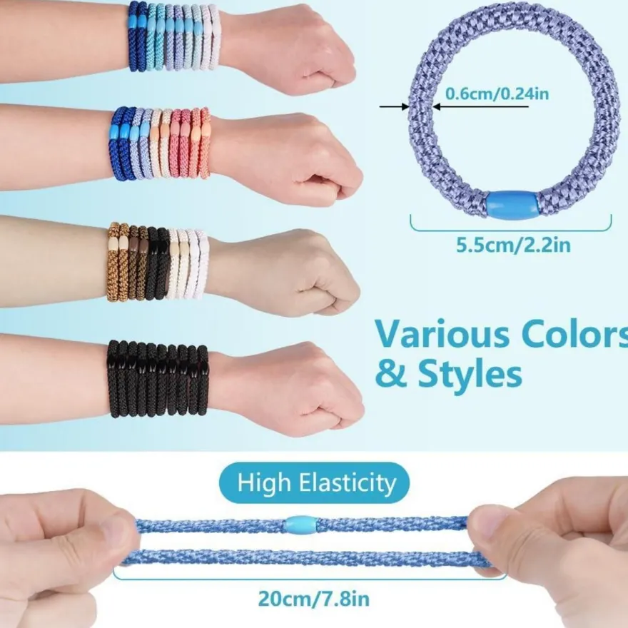 15er Set Elastische Haargummis Zopfgummis Damen Mädchen Haarbänder Blau