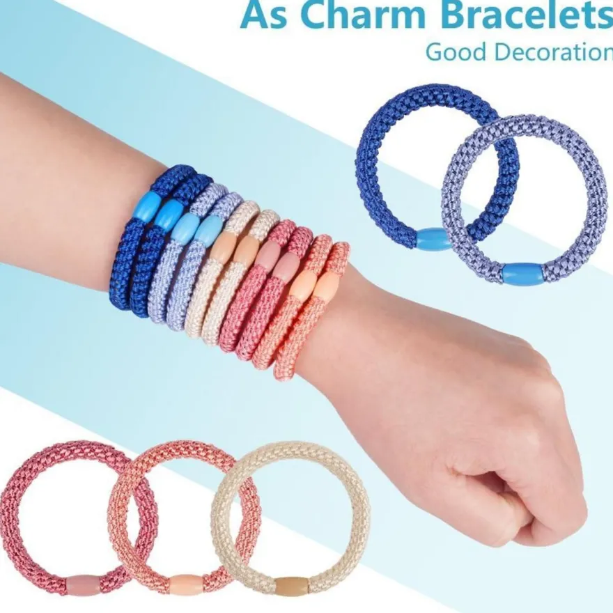 15er Set Elastische Haargummis Zopfgummis Damen Mädchen Haarbänder Blau