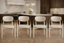 4er-Set elegante Polsterstühle in Creme mit goldenen Akzenten