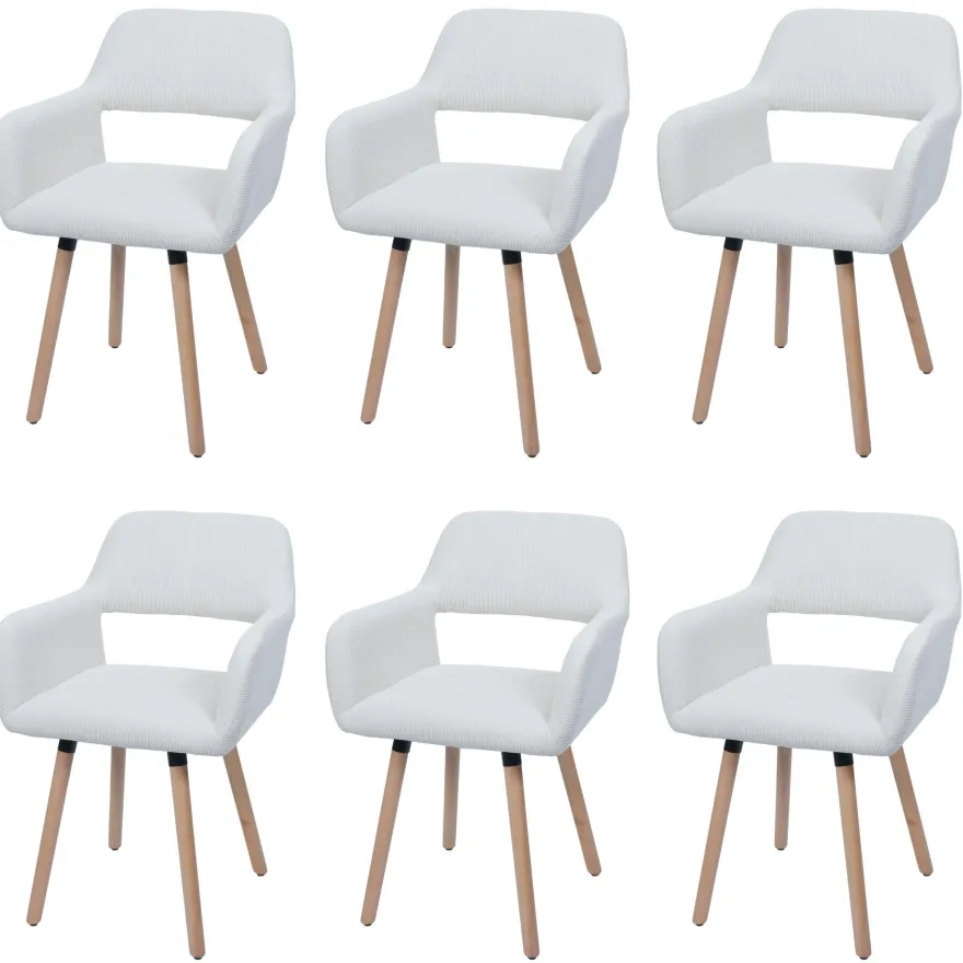 6er-Set Esszimmerstuhl HWC-A50 II, Stuhl Polsterstuhl, Holz Stoff Cord (400g/m²)