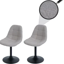 2er-Set Esszimmerstuhl HWC-A60, Küchenstuhl Drehstuhl Stahl Stoff Bouclé 450g/m²