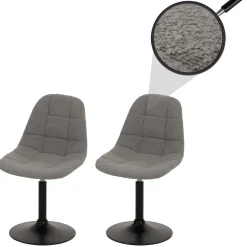 2er-Set Esszimmerstuhl HWC-A60, Küchenstuhl Drehstuhl Stahl Stoff Bouclé 450g/m²