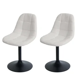 2er-Set Esszimmerstuhl HWC-A60, Küchenstuhl Drehstuhl Stahl Stoff Bouclé 450g/m²