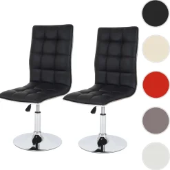 2er-Set Esszimmerstuhl HWC-C41, Stuhl Küchenstuhl höhenverstellbar drehbar Kunstleder