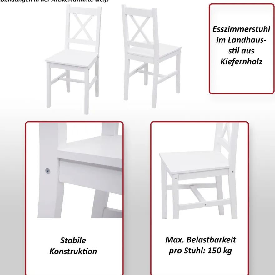 4er-Set Esszimmerstuhl HWC-F77, Lehnstuhl Küchenstuhl Stuhl, Massiv-Holz Landhaus