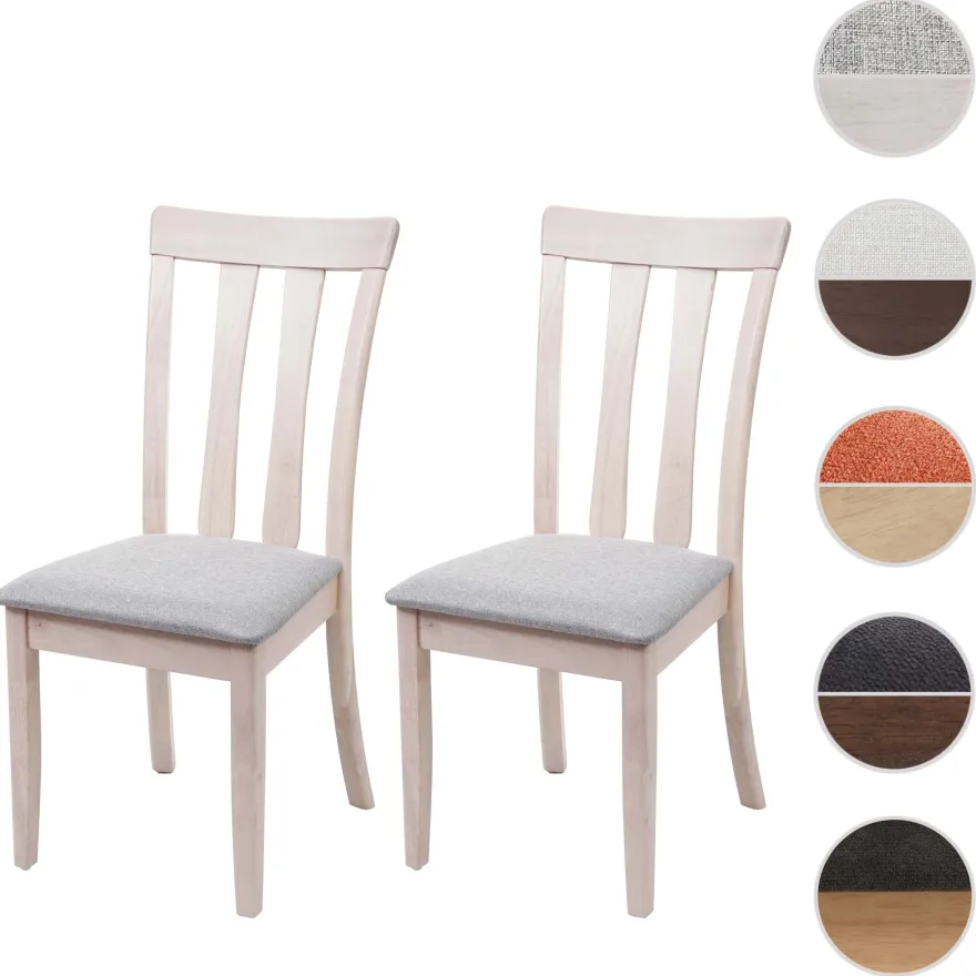 2er-Set Esszimmerstuhl HWC-G46, Küchenstuhl Stuhl, Stoff/Textil Massiv-Holz